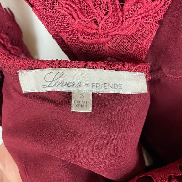 Lovers + Friends Women's Peony Romper 3" Inseam Burgandy Wine Red Size S - Picture 5 of 9